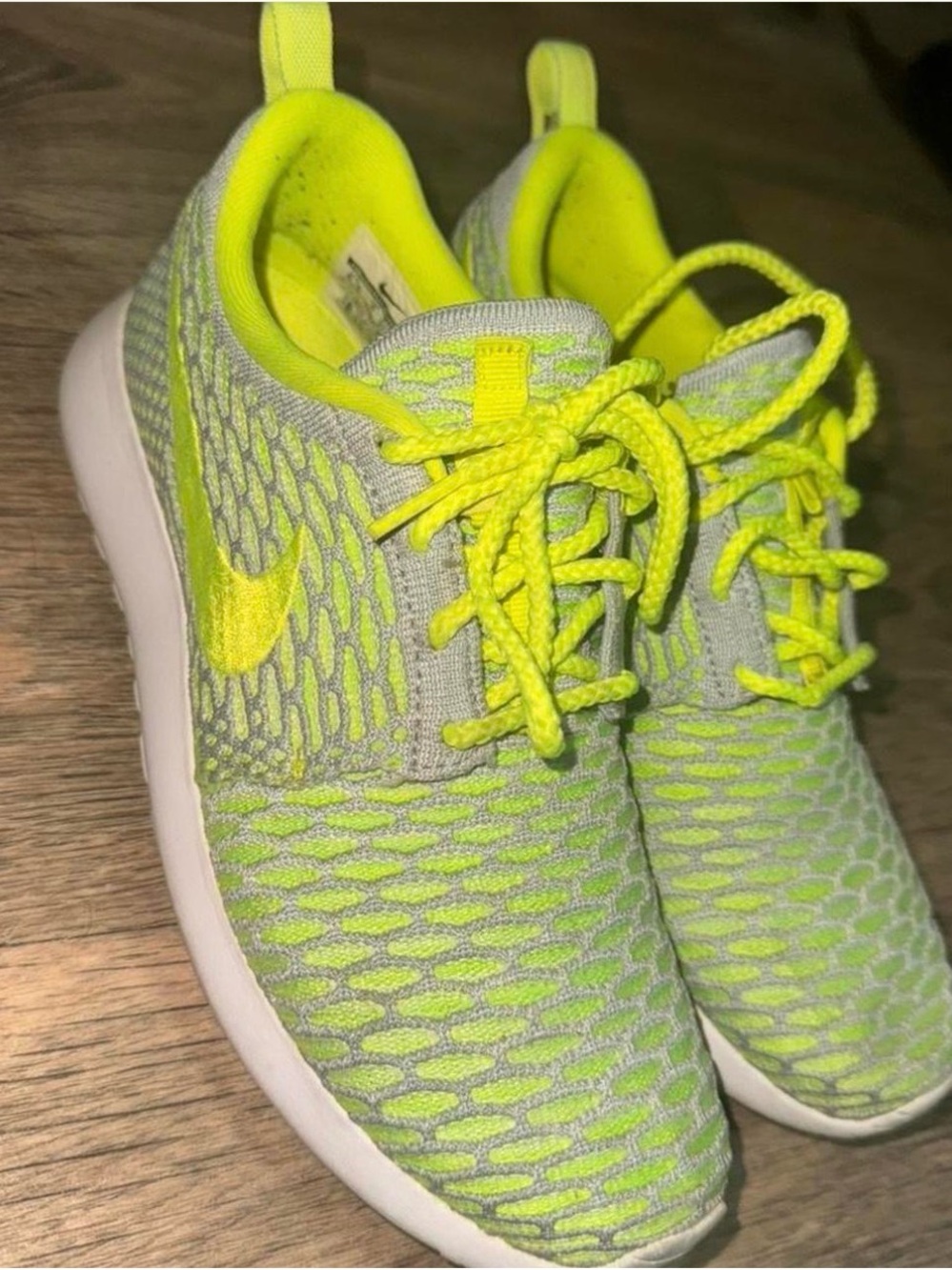 Nike Roche One- Neon Yellow and Gray Mesh Sneakers